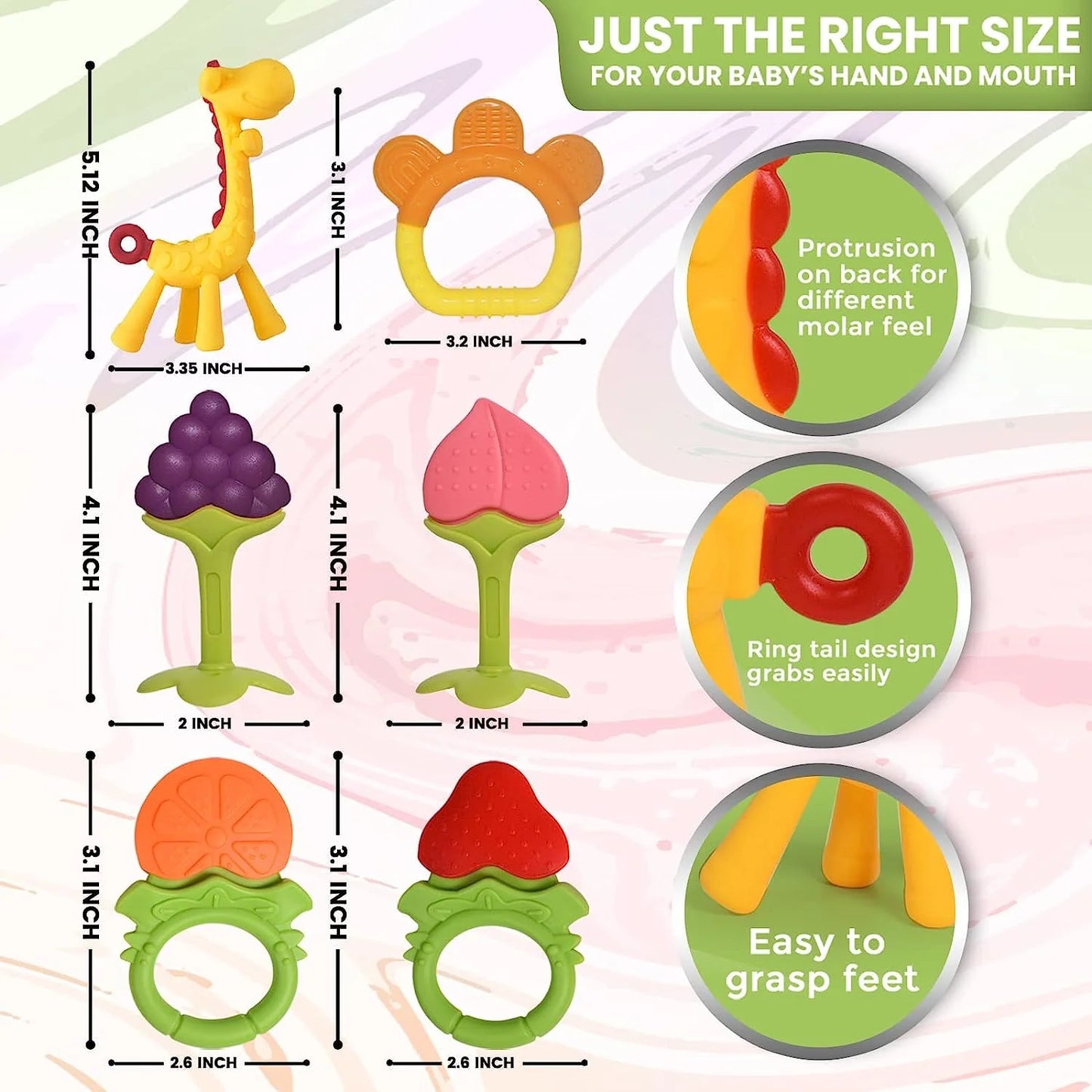 Baby Teething Toys Teethers for Babies 6 - 12 Months (6-Pack) Infant and Toddler Silicone Teethers Soothe Babies Gums
