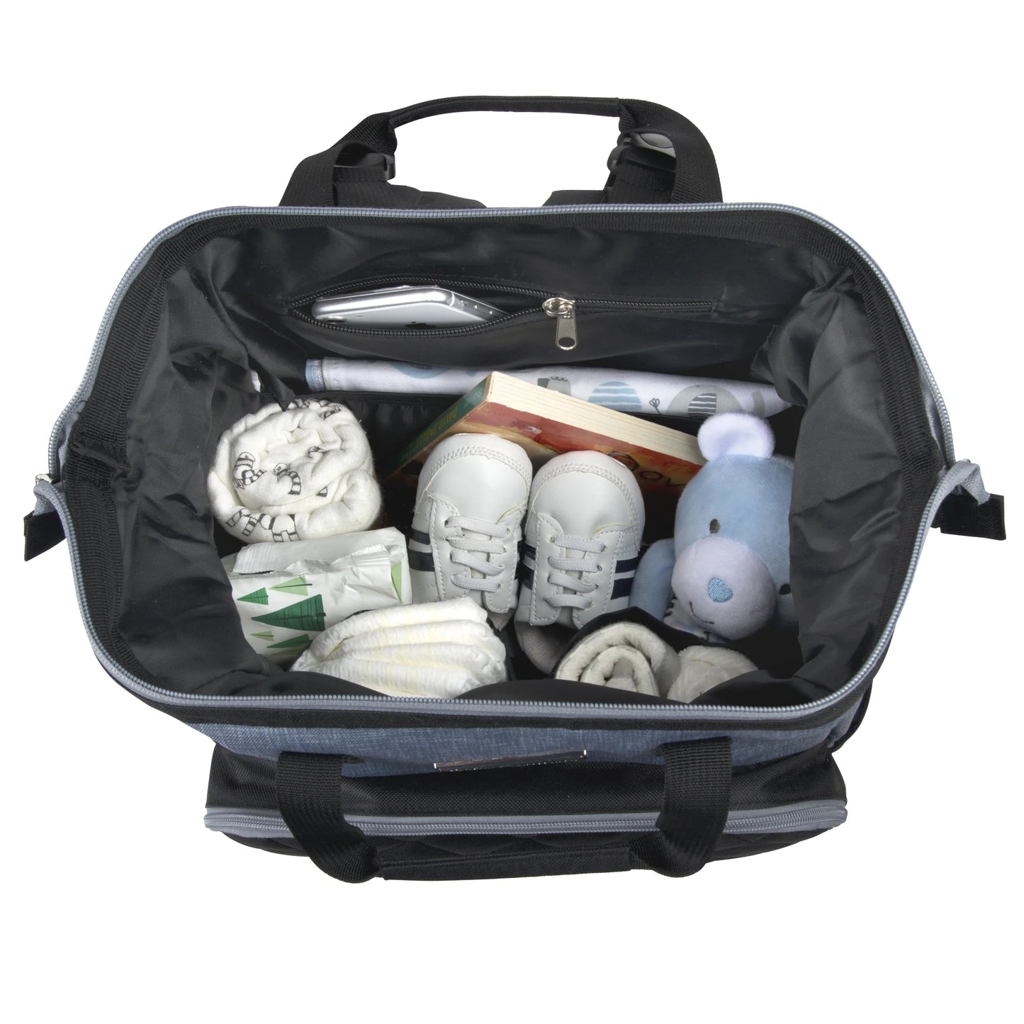 Baby Girls' 7-Pocket Diaper Backpack Color: Gray/Black Size: One Size
