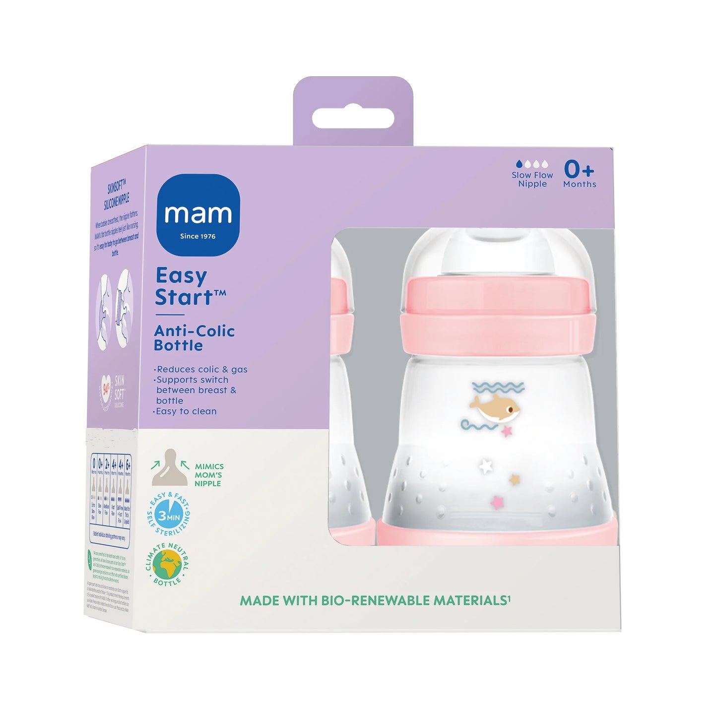 (2 Pack) Easy Start Matte Anti-Colic Bottle, 5 Oz, Girl, 2 Pack