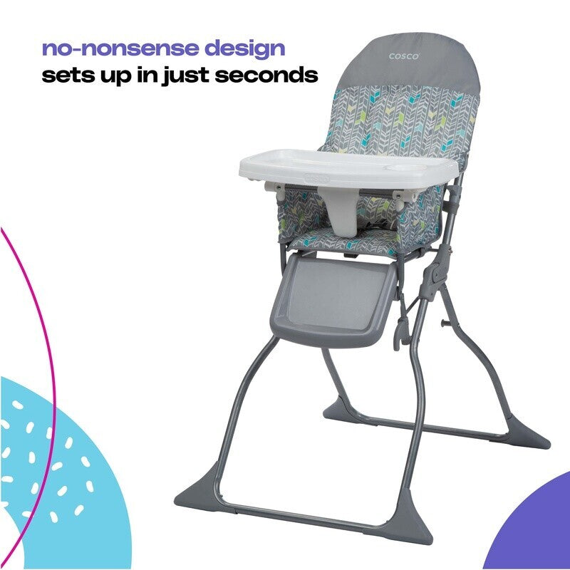 Simple Fold High Chair Portable Adjustable Tray Easy Clean Wipeable Seat Travel