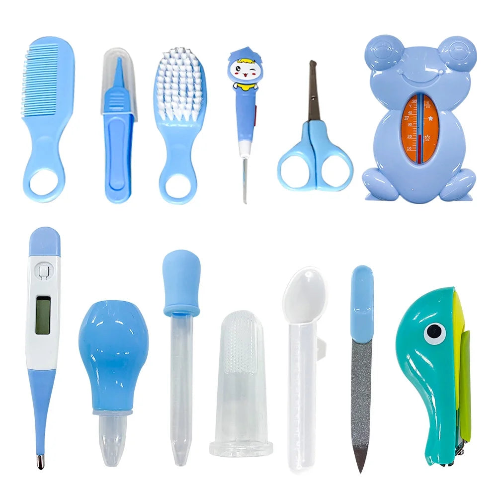 -13Pcs Baby Care Set Nasal Aspirator Comb Feeder Beauty,Electric Nail Trimmer Set for Newborn Boys Girls Haircut Tools