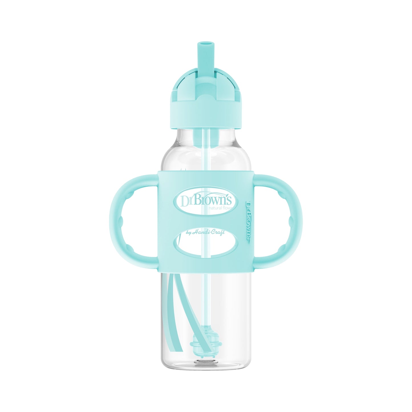 Milestones Sippy Straw Bottle with Silicone Handles - Green - 8Oz