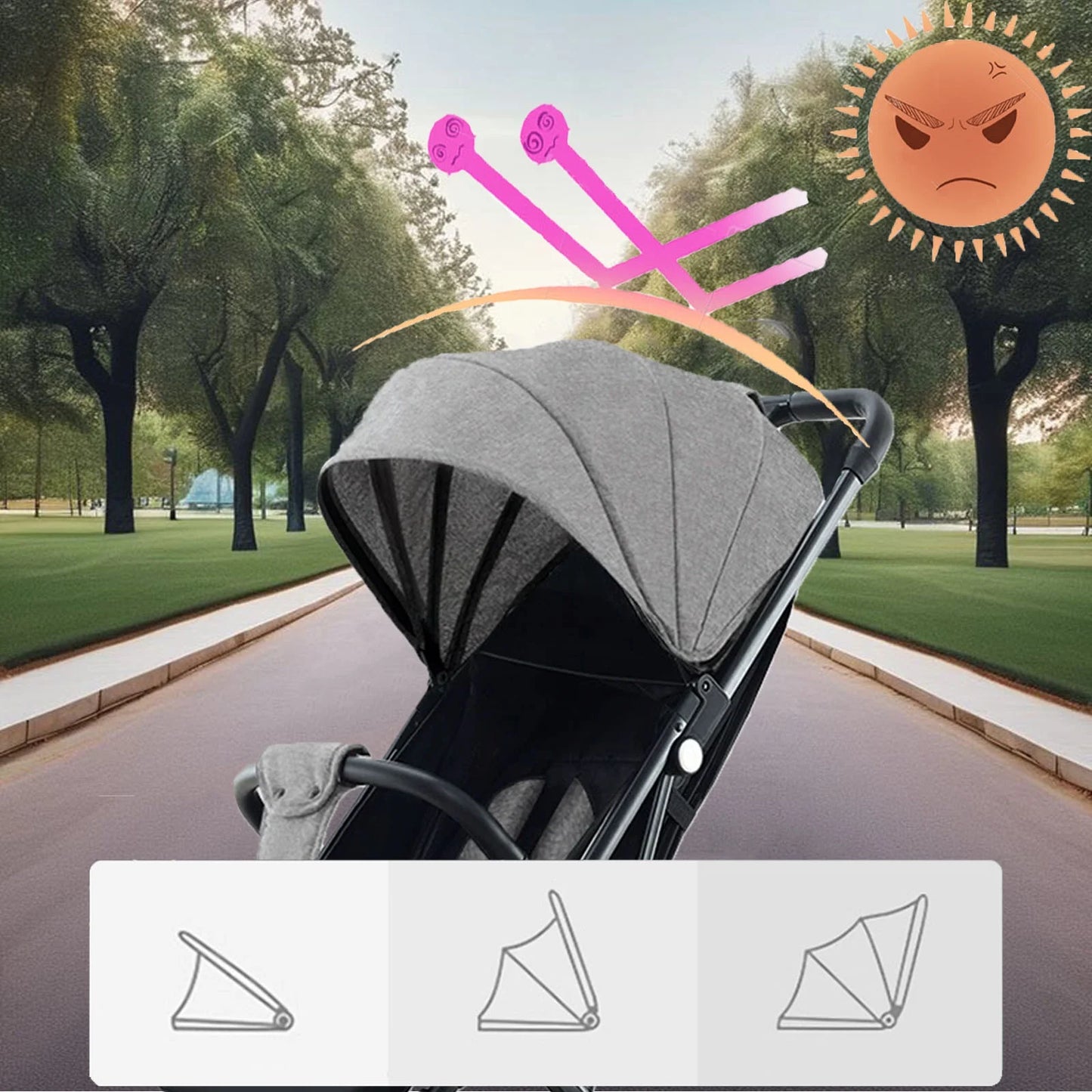 Baby Stroller, Portable On-The-Go One-Touch Retractable Folding Stroller for 0-4 Years Old Babies. Gray