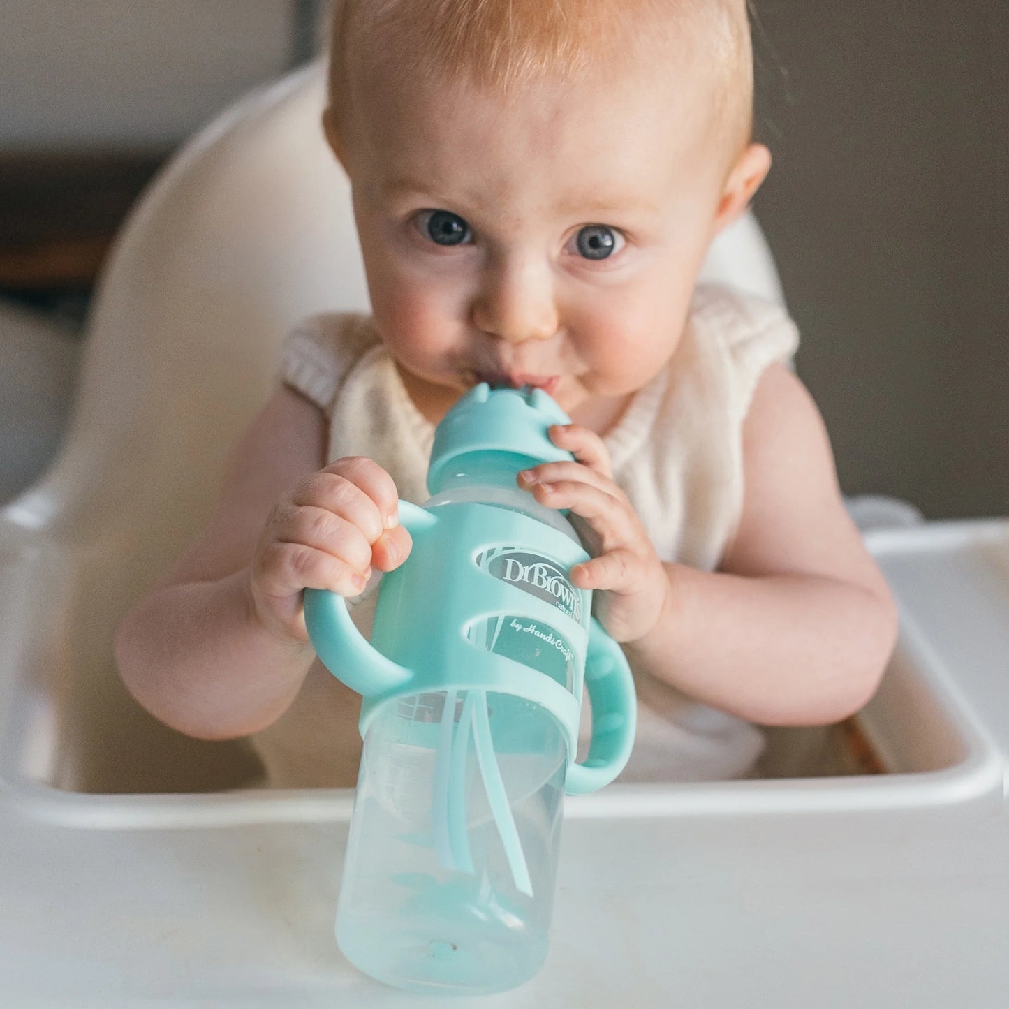 Milestones Sippy Straw Bottle with Silicone Handles - Green - 8Oz