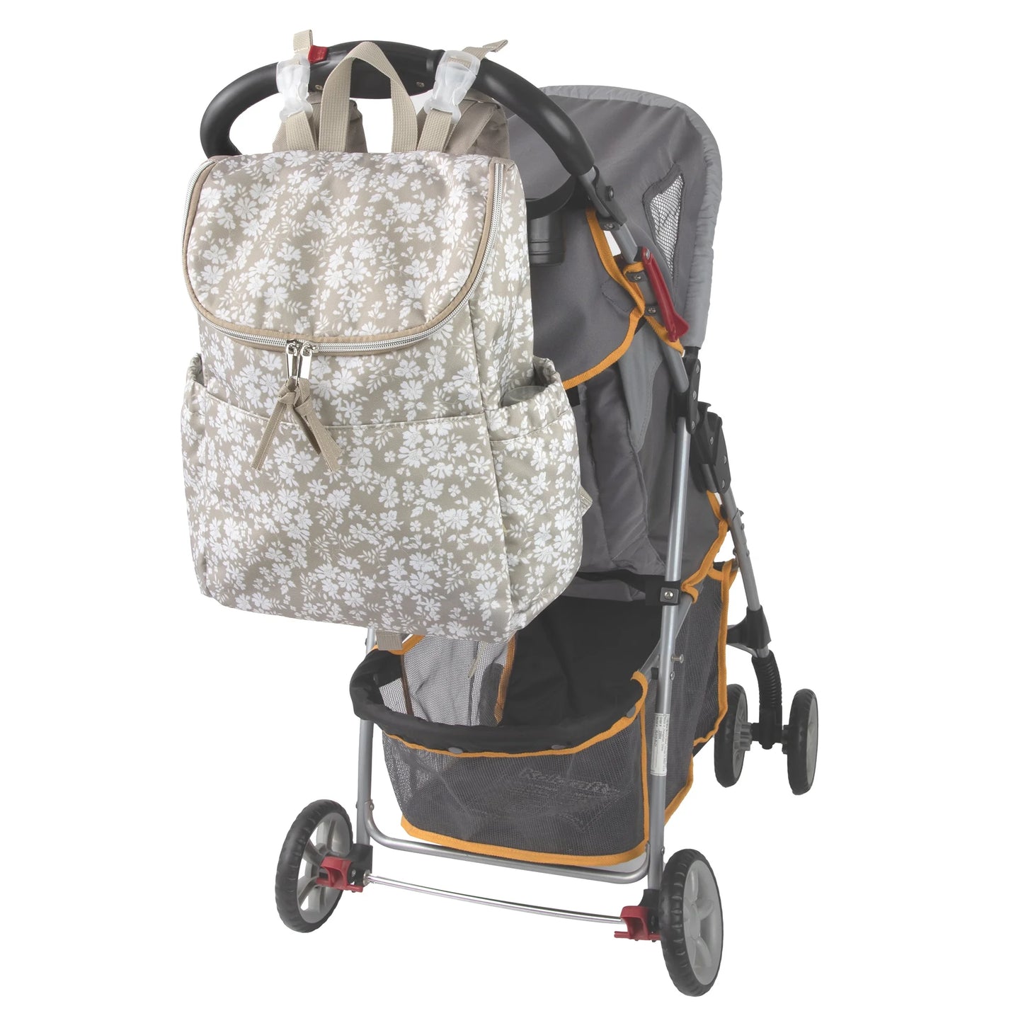 2 Piece Baby Diaper Backpack with Stroller Straps and Matching Changing Pad in Dusty Floral