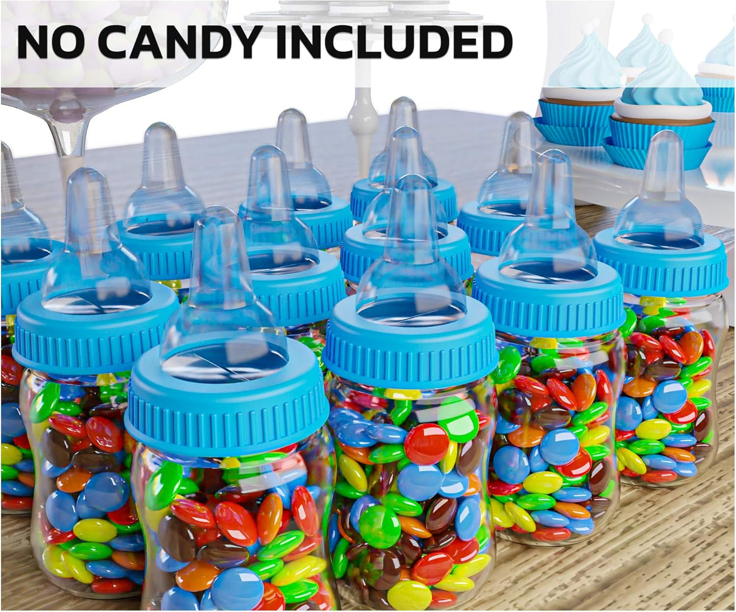 12Pcs Fillable Baby Bottle Candy Gift Box | Feeder Style Mini Bottle | Blue Bottle for Newborn Birthday Party Favors | Party Supplies Boy or Girl Newborn Baby Showe Birthday Party Decoration