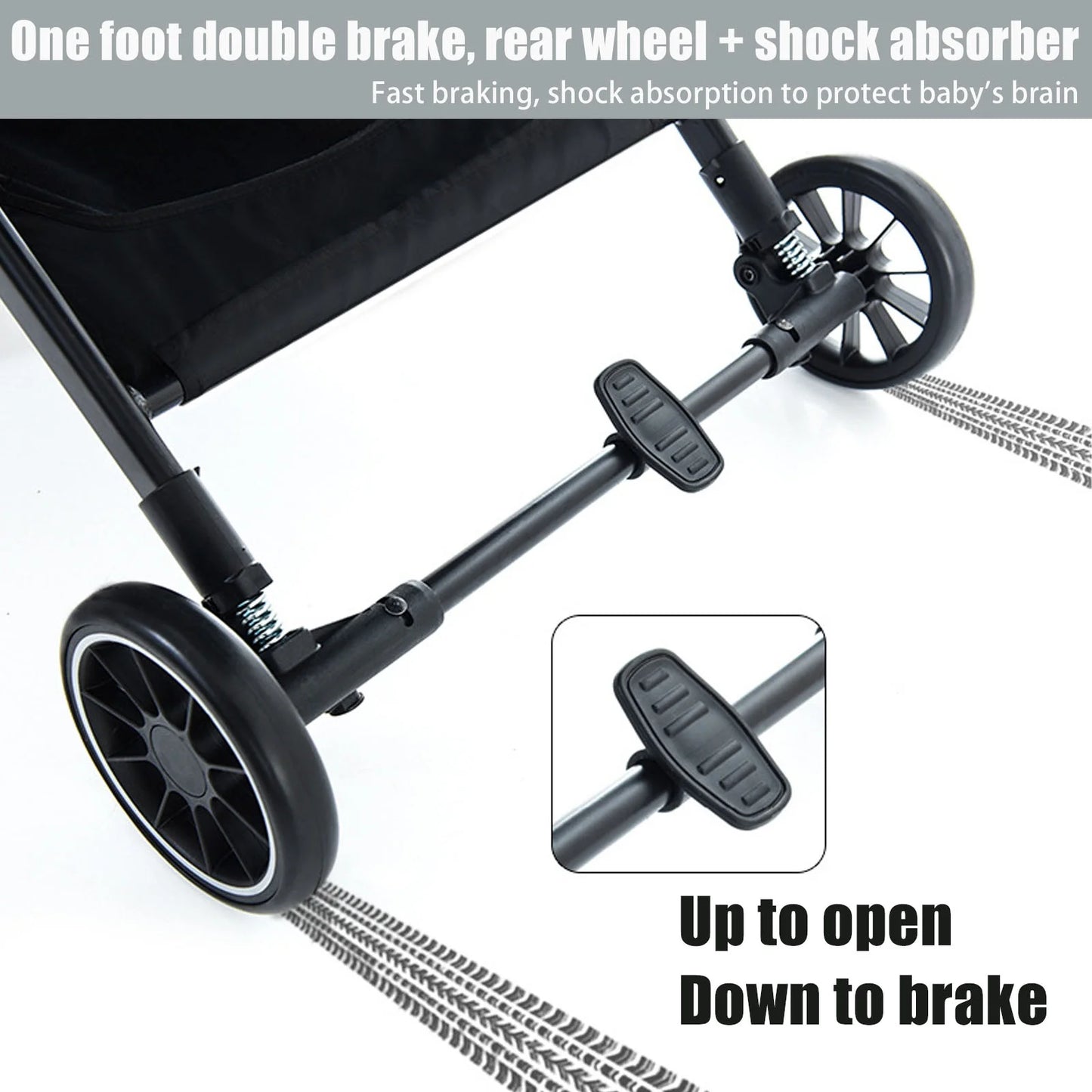 Baby Stroller, Portable On-The-Go One-Touch Retractable Folding Stroller for 0-4 Years Old Babies. Gray