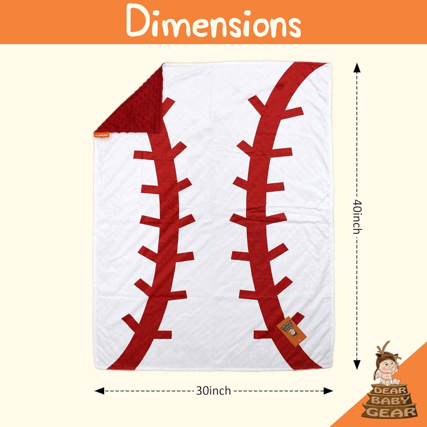 - Reversible Baby Blankets - Soft Nursery Blanket for Newborn - Toddler Blankey - Throw Blanket for Boys & Girls - Infant Blankets - 40X30 (Baseball Print - Red Dot)