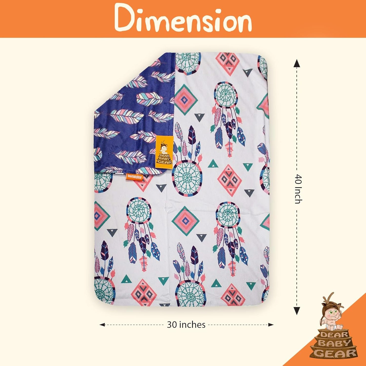 - Premium Car Seat Baby Blanket - Soft Swaddle Blanket for Baby Girls and Boys, Plush Blankets - Adorable Designs, Comfortable Fabric - Feathers & Dream Catchers(40 X 30 Inches)