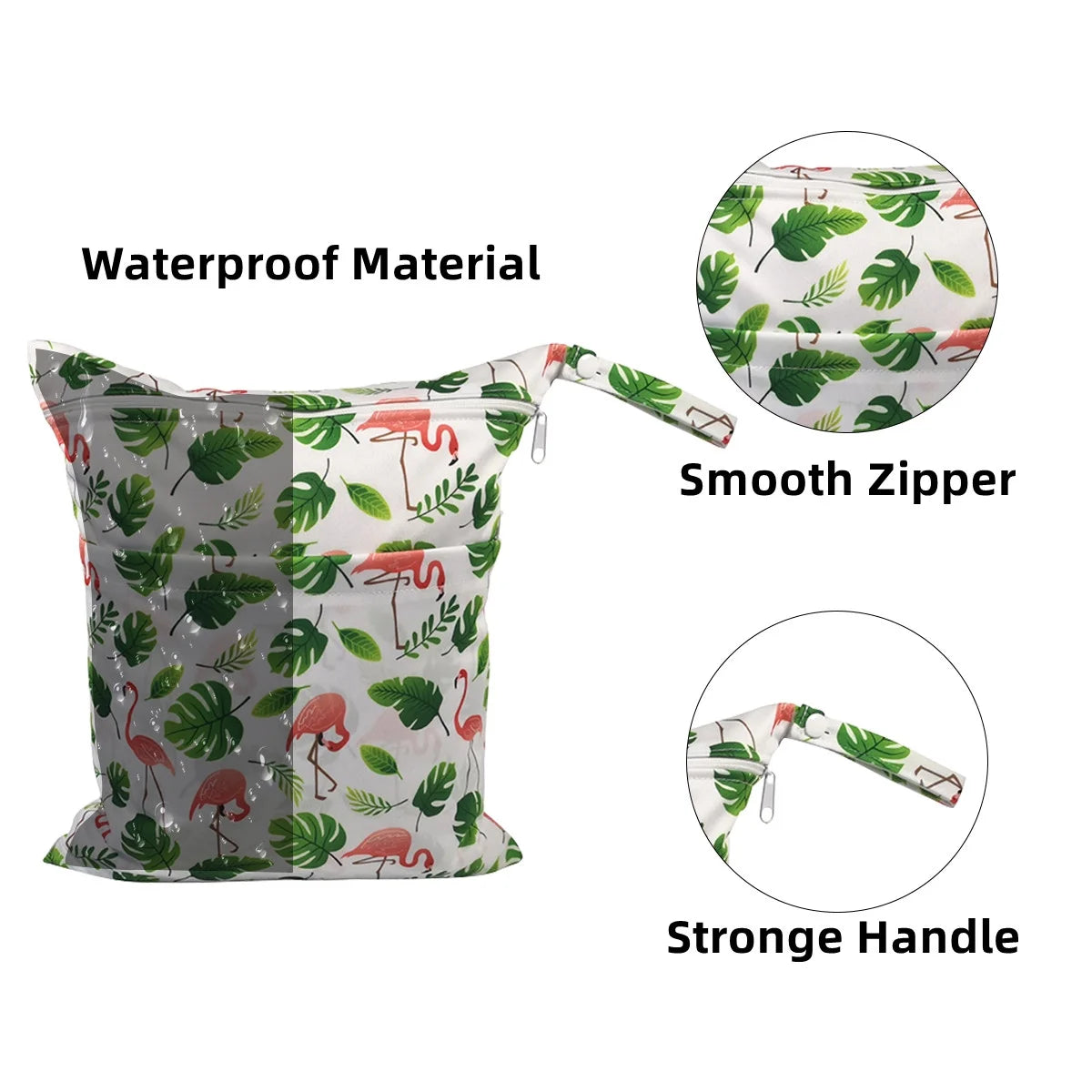 Wet Dry Bags for Baby Cloth Diapers, Travel, Swimsuit, Beach, Pool, Gym, Wet Clothes Bag with 2 Pockets 3 Pack