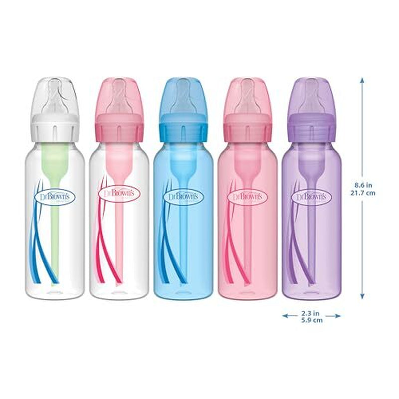Dr Brown'S 8 Oz anti Colic Baby Bottles 3 Pack Lavender BPA Free Narrow
