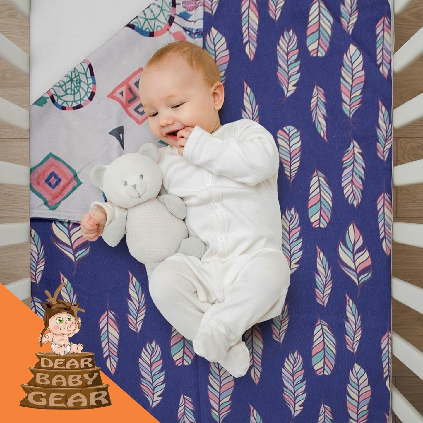 - Premium Car Seat Baby Blanket - Soft Swaddle Blanket for Baby Girls and Boys, Plush Blankets - Adorable Designs, Comfortable Fabric - Feathers & Dream Catchers(40 X 30 Inches)