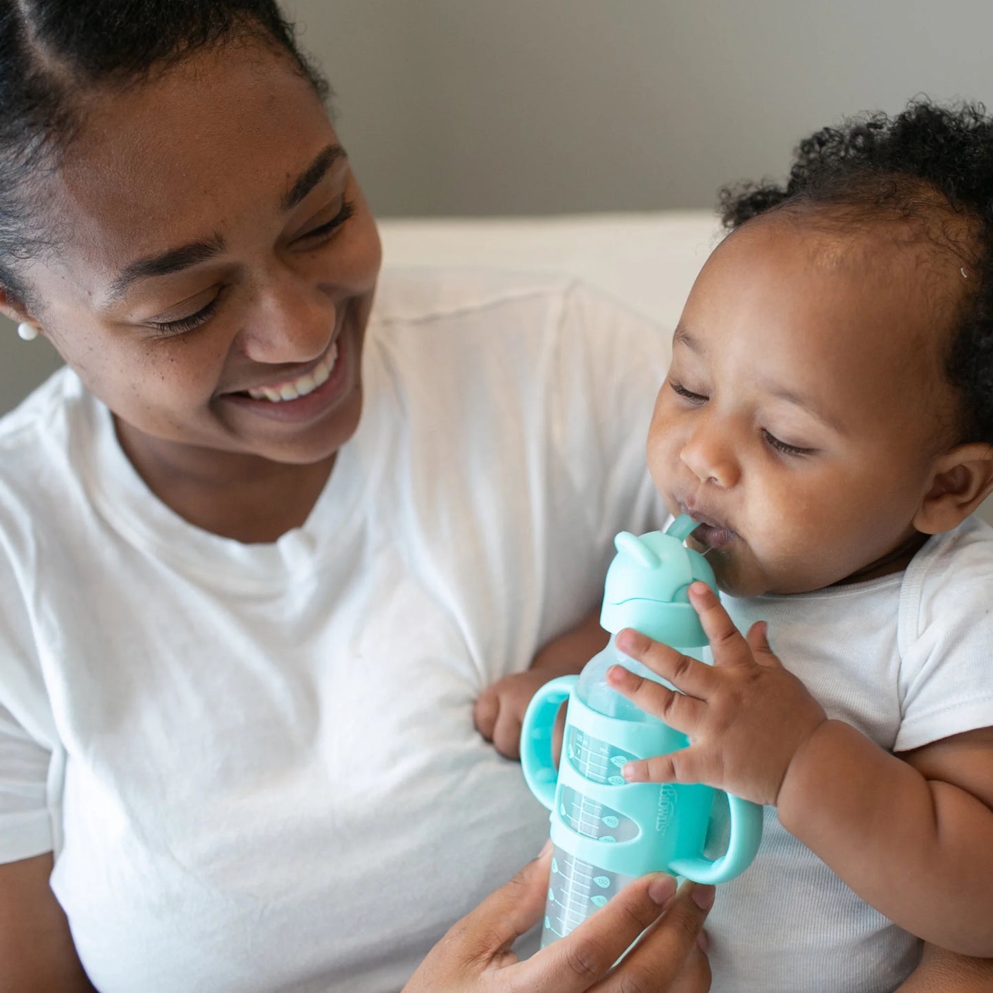 Milestones Sippy Straw Bottle with Silicone Handles - Green - 8Oz