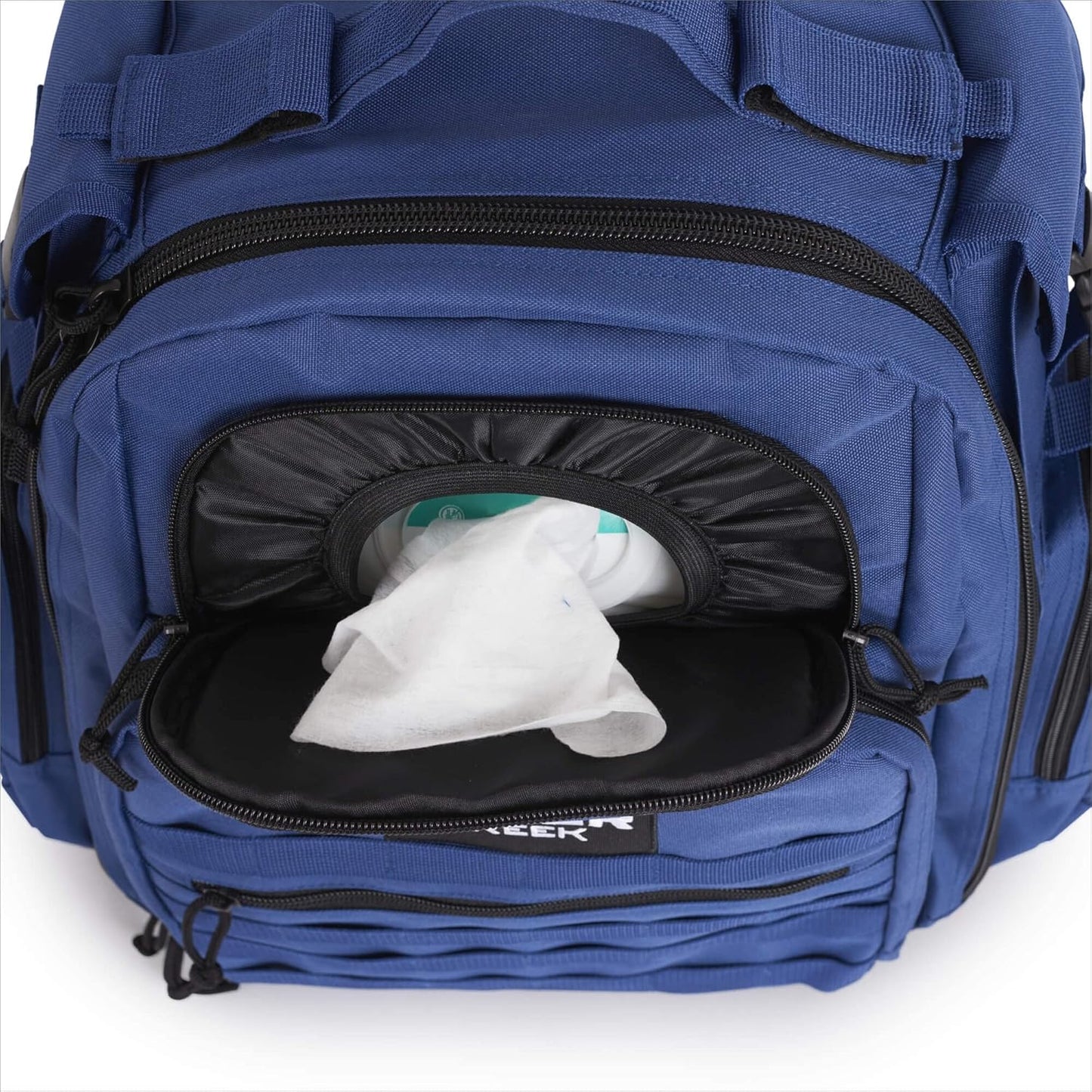 Dad Diaper Bag Backpack with Changing Pad. Waterproof Military Diaper Backpack for Men W/Insulated Compartment (Blue)
