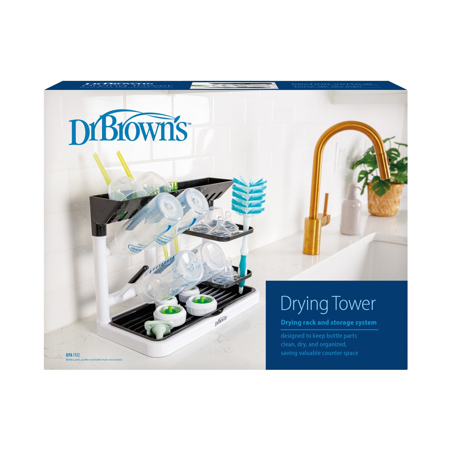 Drying Tower, Space Saving Vertical Rack for Drying, Storing, and Organizing Baby Bottles and Feeding Essentials, BPA Free