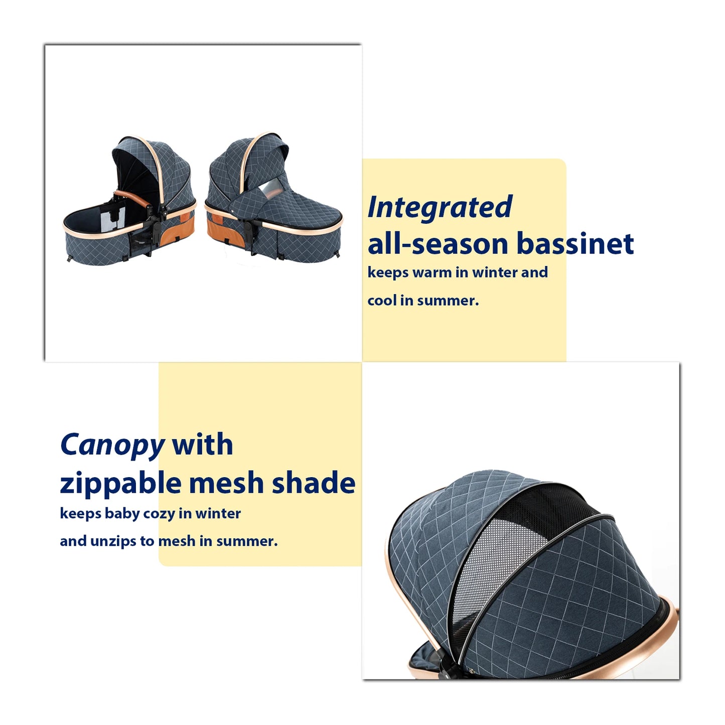 Lightweight Baby Stroller 3 in 1 Newborns Travel System Prams Multifunctional High Landscape Baby 4 in 1 Strollers with Isofix