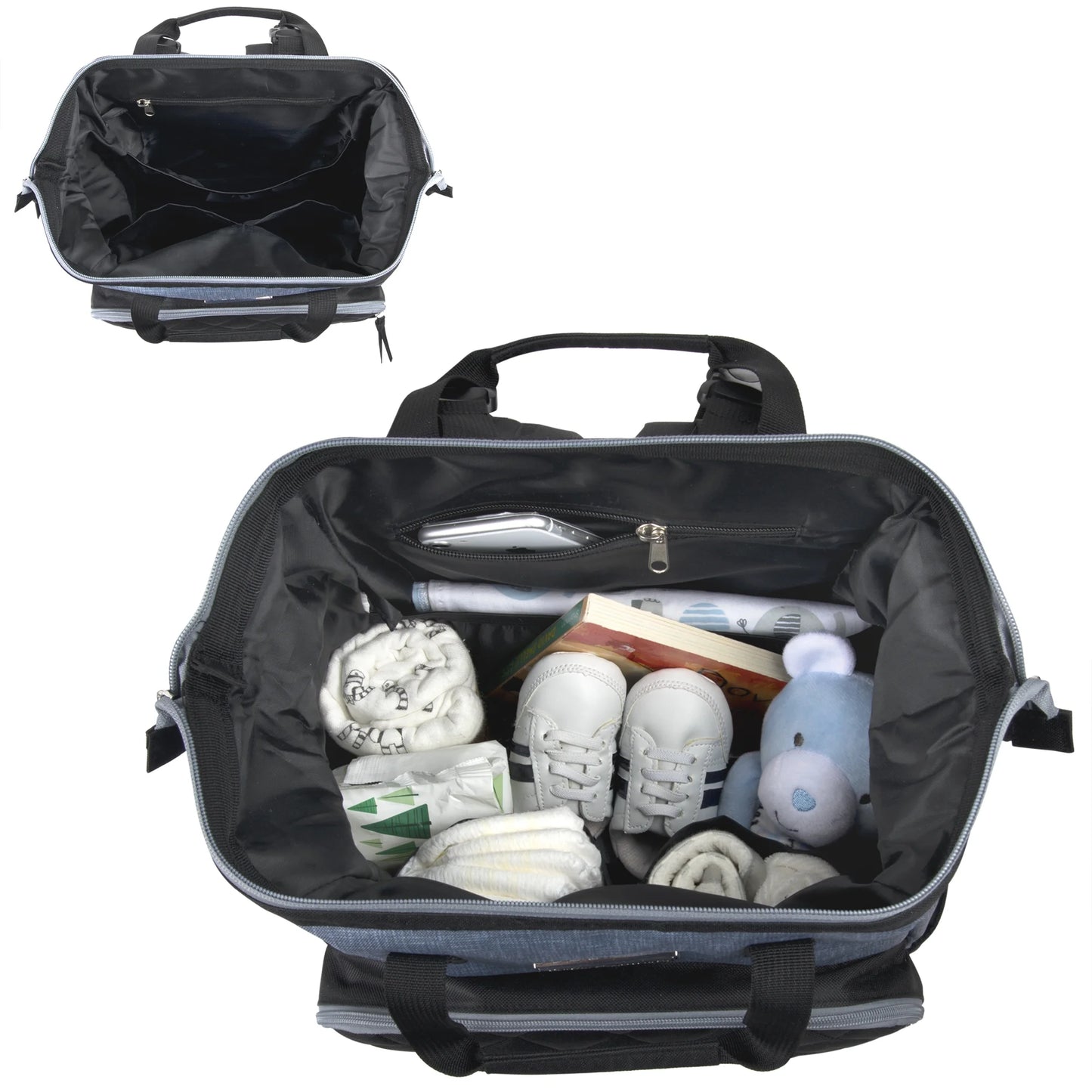 Baby Girls' 7-Pocket Diaper Backpack Color: Gray/Black Size: One Size