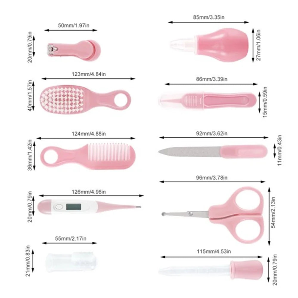 Baby Healthcare and Grooming Kit, Casewin 10 in 1 Newborn Essentials Nursery Care Set with Toothbrush Nail Clipper File Nose Cleaner Nasal Aspirator - Baby Item for Infant Toddlers Boys Girls Kids