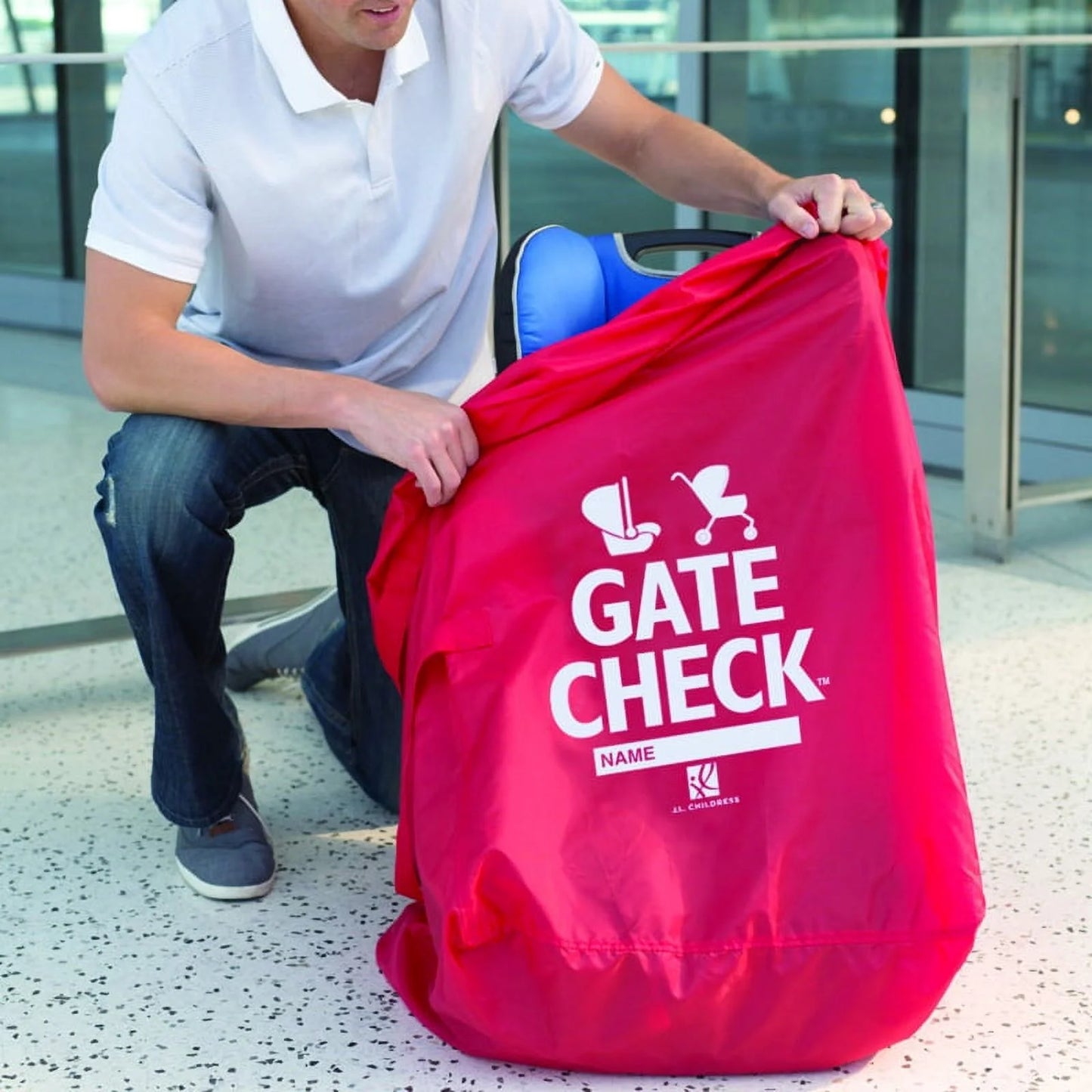 Univeral Gate Check Travel Bag for Strollers and Car Seats - Extra Large Airplane Travel Bag, Red