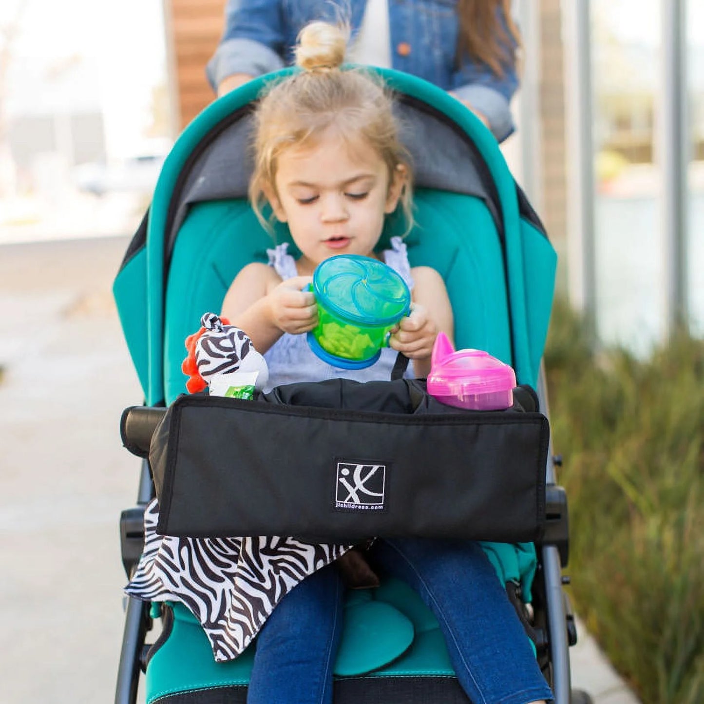 Food 'N Fun Stroller Snack Tray, Black. Toddlers and Young Childress.