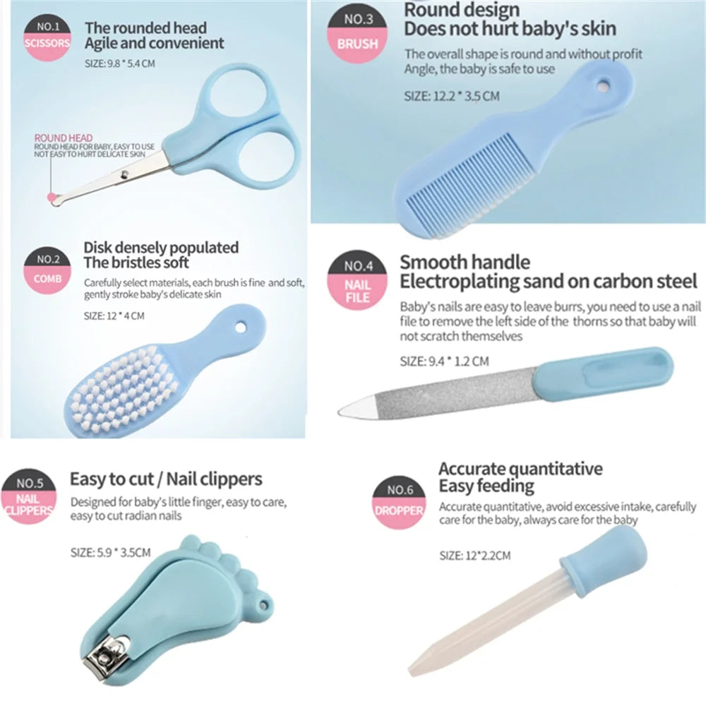 Baby Grooming Kit Newborn Baby Grooming Tool Set Manicure Baby Healthcare Set Nail Clipper Hair Brush Tool Set