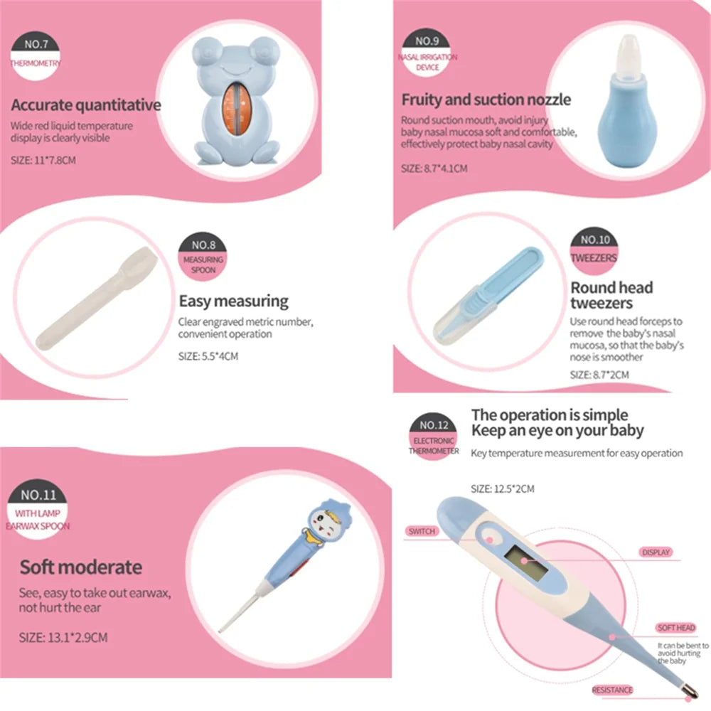 Baby Grooming Kit Newborn Baby Grooming Tool Set Manicure Baby Healthcare Set Nail Clipper Hair Brush Tool Set