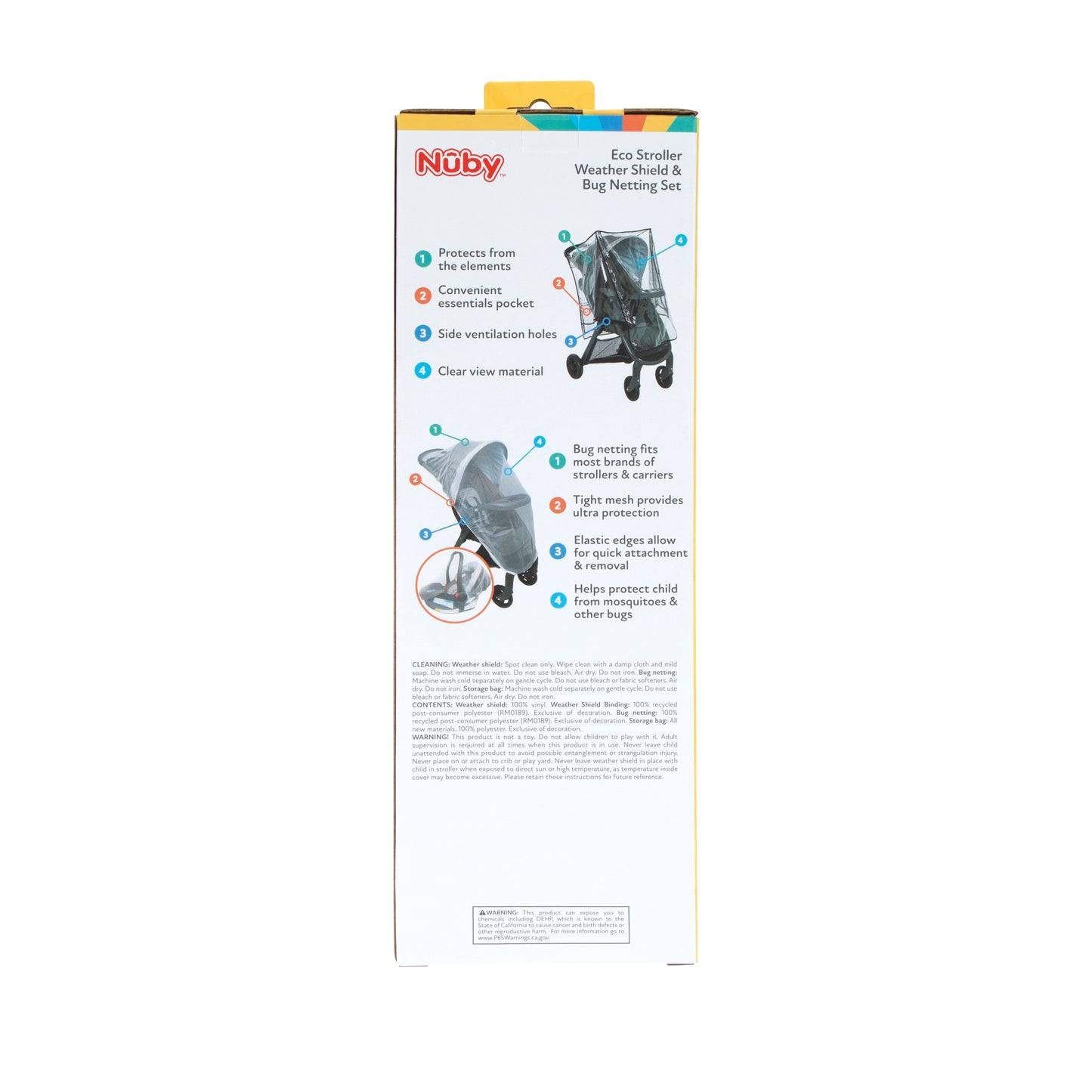Eco Stroller Weather Shield & Bug Netting Set with Carrying Bag, Black