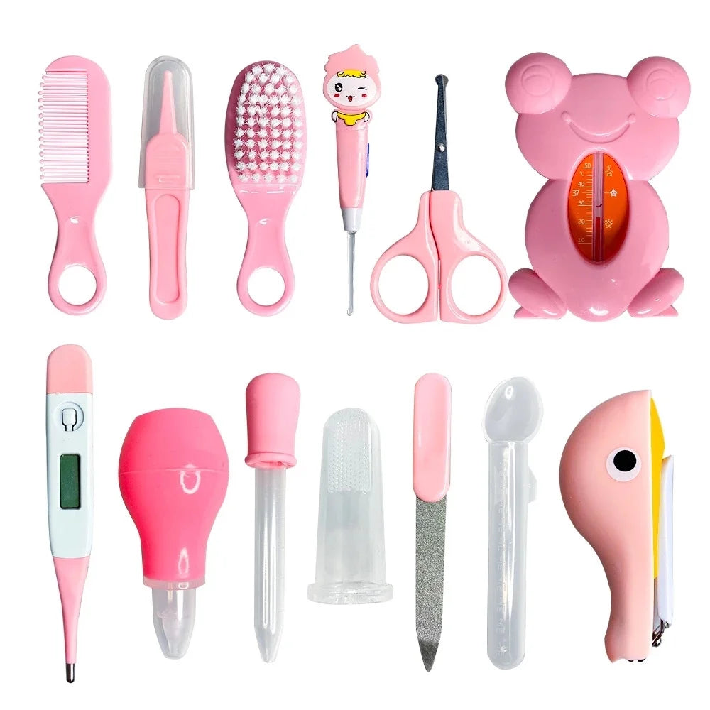 -13Pcs Baby Care Set Nasal Aspirator Comb Feeder Beauty,Electric Nail Trimmer Set for Newborn Boys Girls Haircut Tools