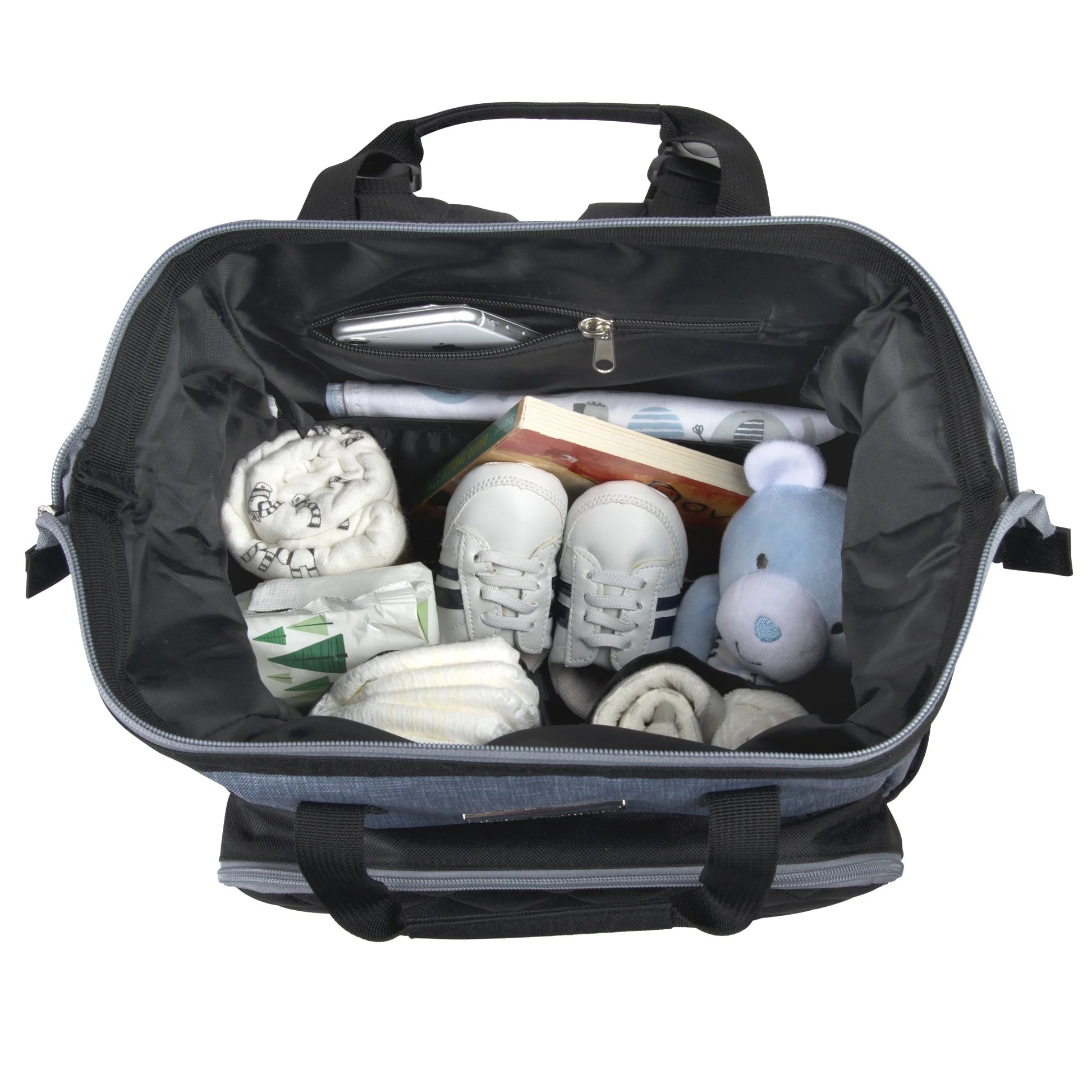 Baby Girls' 7-Pocket Diaper Backpack Color: Gray/Black Size: One Size