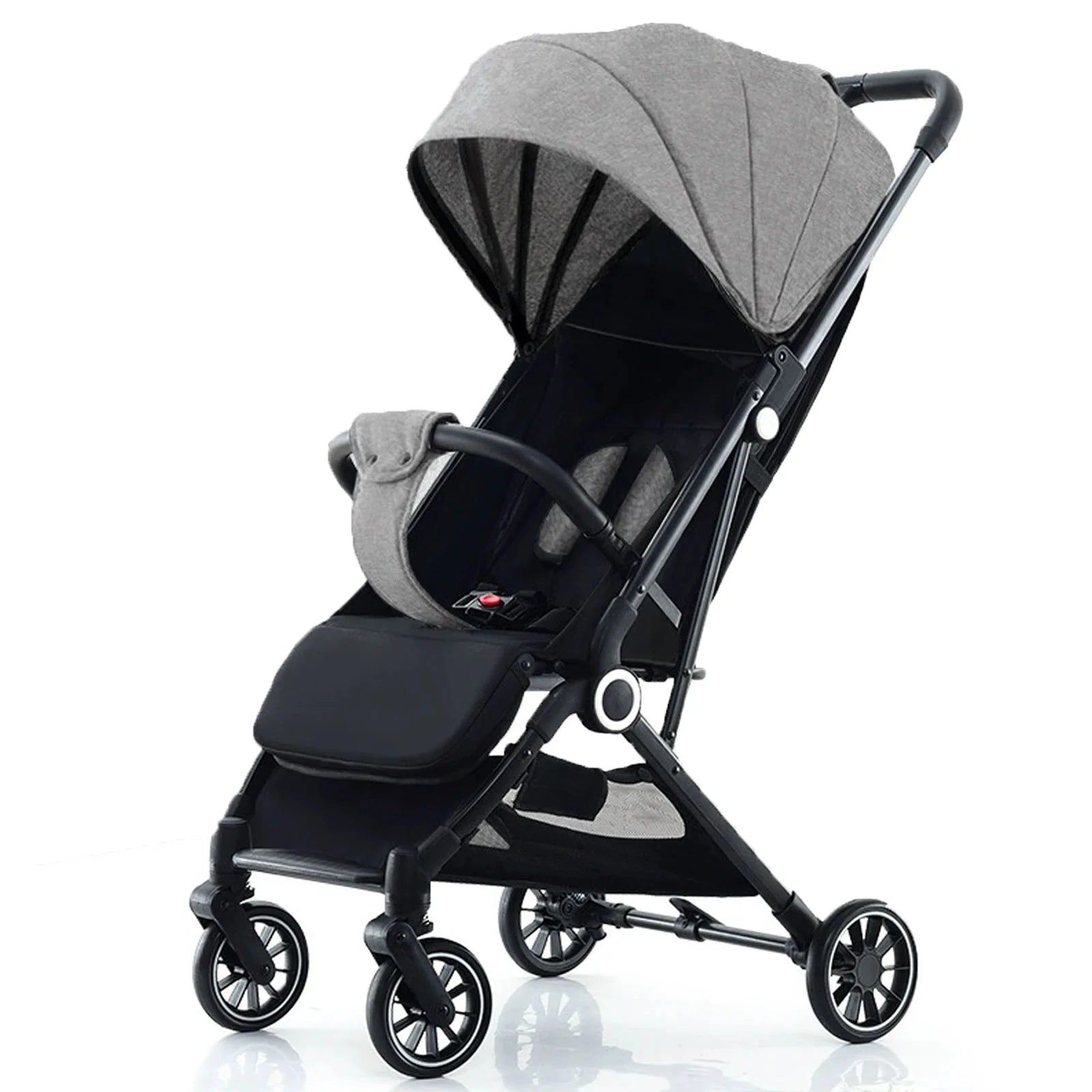 Baby Stroller, Portable On-The-Go One-Touch Retractable Folding Stroller for 0-4 Years Old Babies. Gray