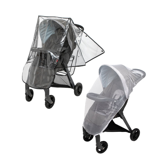 Eco Stroller Weather Shield & Bug Netting Set with Carrying Bag, Black