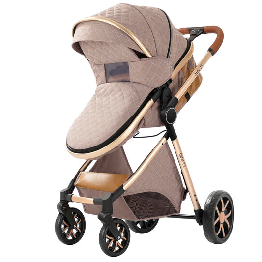 Lightweight Baby Stroller 3 in 1 Newborns Travel System Prams Multifunctional High Landscape Baby 4 in 1 Strollers with Isofix