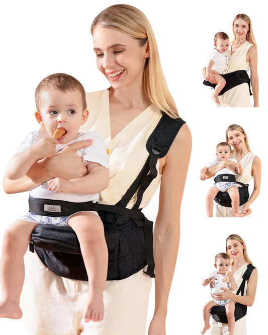Baby Hip Carrier,Strap & Various Pockets, Ergonomic Baby Hip Seat Carrier for Infants & Toddlers up to 50Lbs,Black