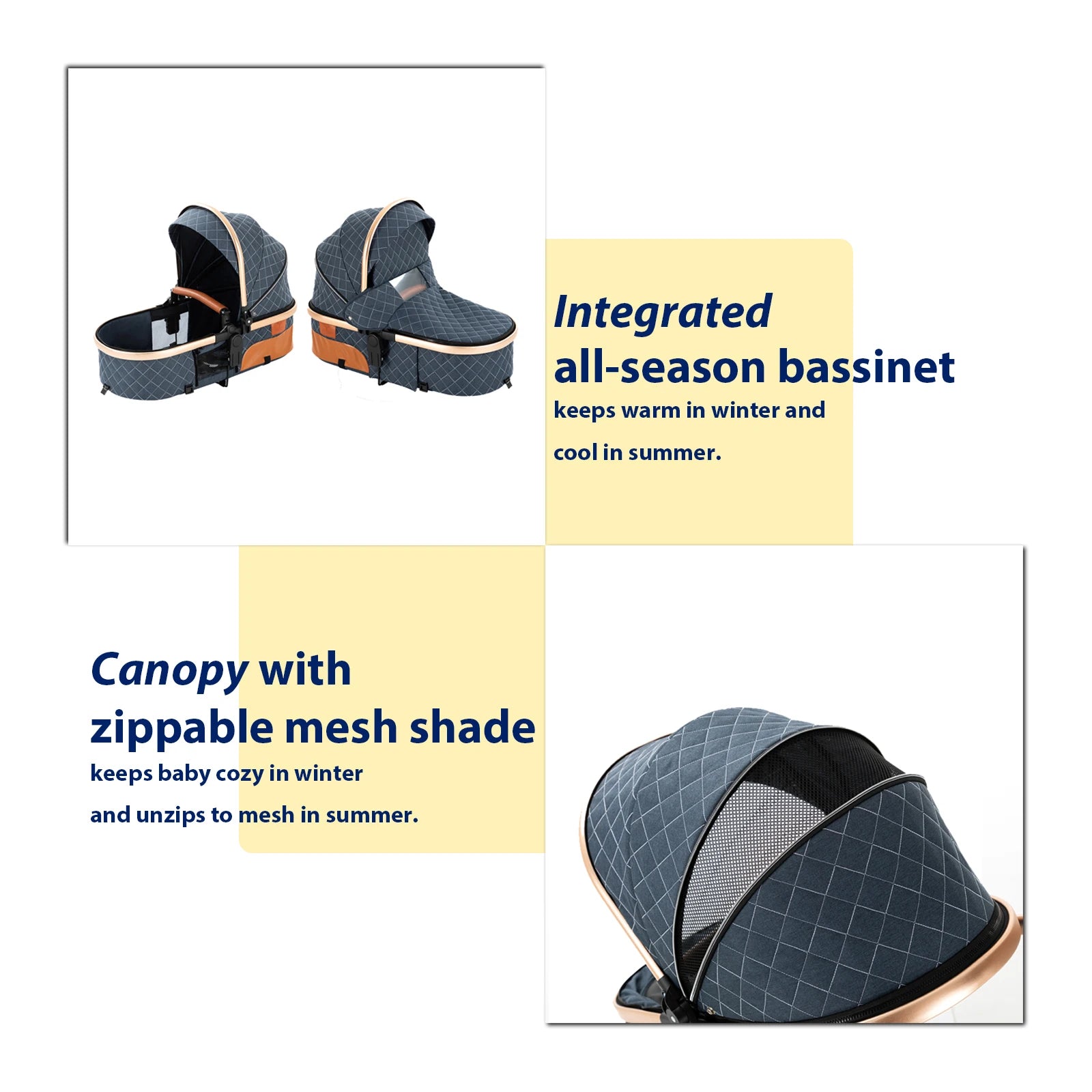 Lightweight Baby Stroller 3 in 1 Newborns Travel System Prams Multifunctional High Landscape Baby 4 in 1 Strollers with Isofix