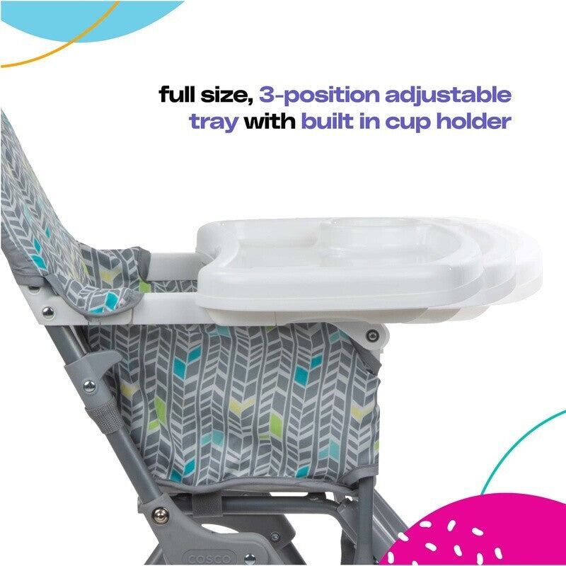 Simple Fold High Chair Portable Adjustable Tray Easy Clean Wipeable Seat Travel