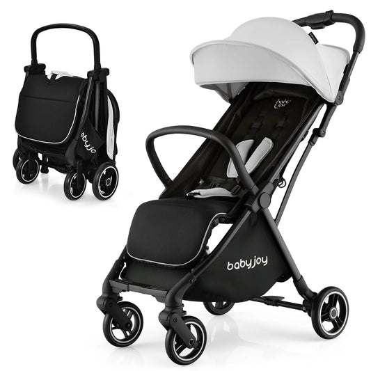 Portable Baby Stroller One-Hand Fold Pushchair W/ Aluminum Frame Grey