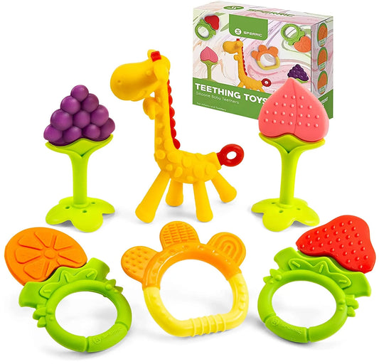 Baby Teething Toys Teethers for Babies 6 - 12 Months (6-Pack) Infant and Toddler Silicone Teethers Soothe Babies Gums