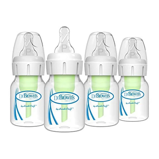 Dr. Brownâ€™S Anti-Colic Options+ Narrow Baby Bottles, 0M+ Preemie Nipple - Bottle to Reduce Colic, 4 Pack, 2 Oz/60Ml, Preemie Flow