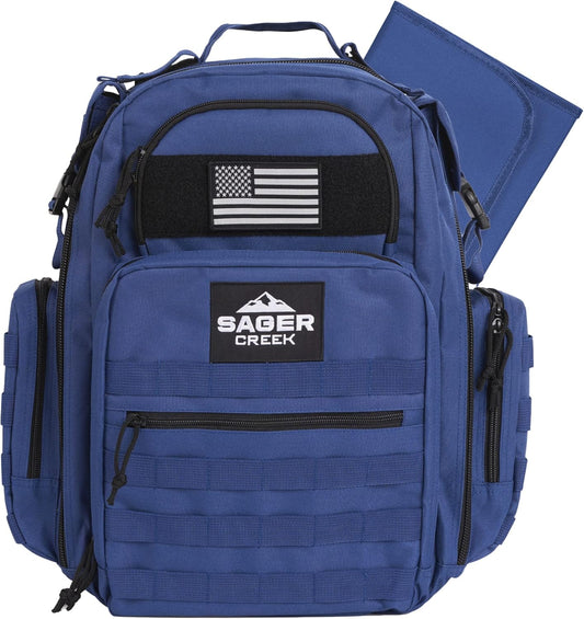 Dad Diaper Bag Backpack with Changing Pad. Waterproof Military Diaper Backpack for Men W/Insulated Compartment (Blue)